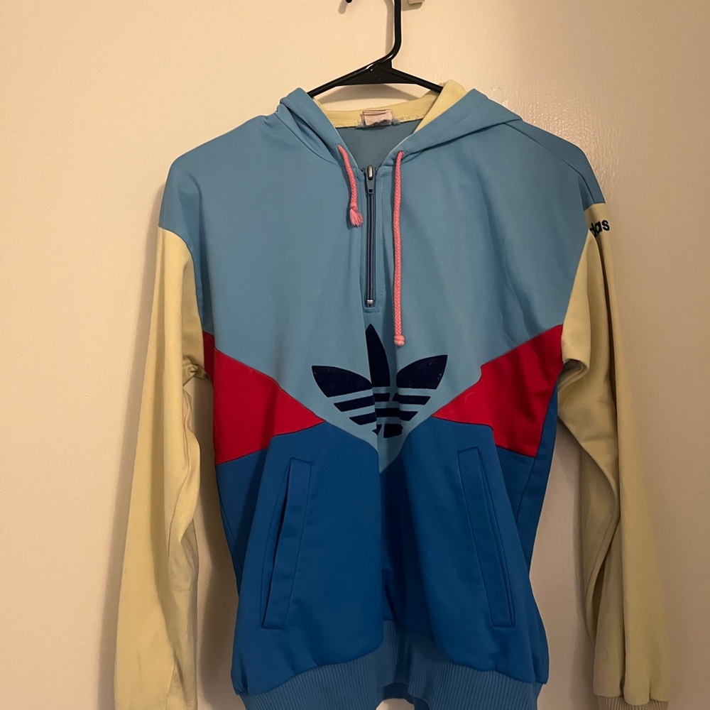 Blue and Red Hoodie with Logo